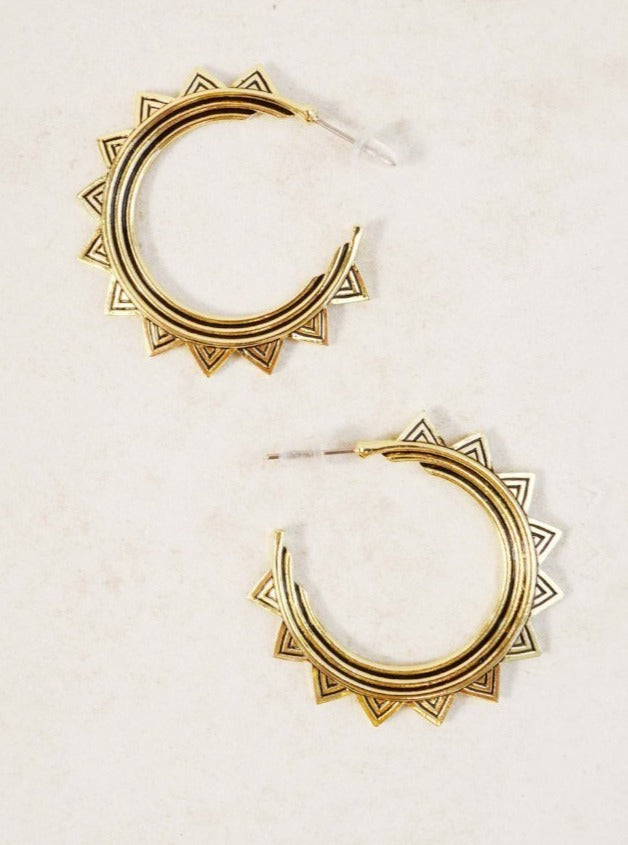 gold boho hoop earrings