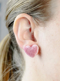 sweetheart pale pink velvet stud earrings