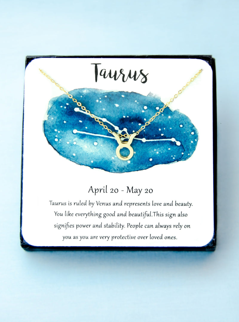 gold taurus zodiac astrological necklace gift for women